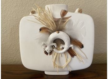 White Native American Inspired Vase