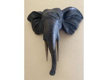 Plaster Elephant Head Wall Hanging Sculpture