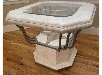 Beautiful Octagon Pedestal Table With Glass Top