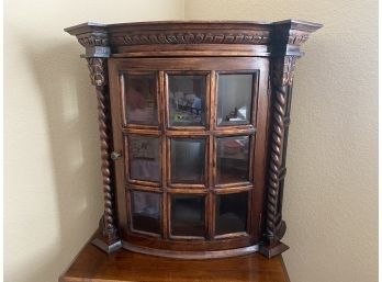 Antique Barley Twist Medicine Cabinet With Beveled Glass