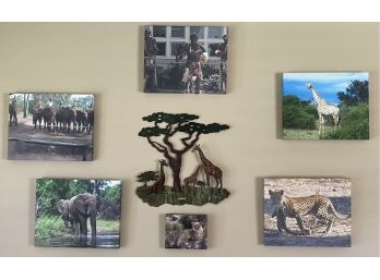 Beautiful Collage Of Wildlife Prints With Metal Wall Giraffe