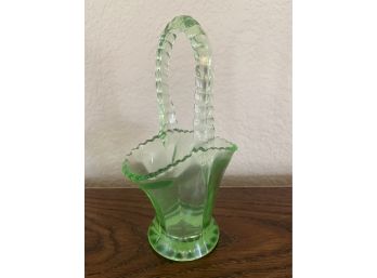 Green Depression Glass Small Basket