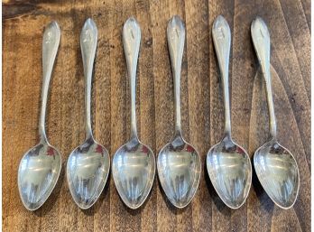 6 Sterling Silver Spoons Monogramed 'A'- 123.2 Grams