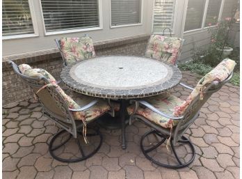 Patio Stone Top Table With 4 Chairs