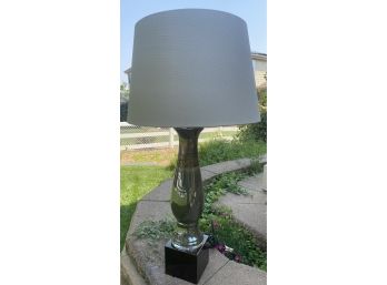 Glass Table Lamp With Wood Vase