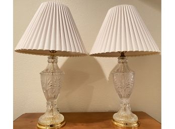 2 Crystal Etched Glass Lamps