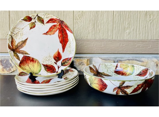 7 Pc. Pier 1 Fall Leaf Dishes
