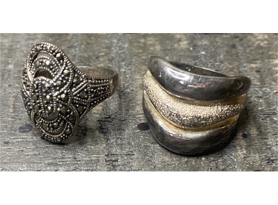 2 Marcasite Rings Size 8.9- 13.6 Grams
