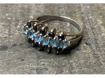 925 Ring With Saphire & Blue Topaz Size 9- 3.0 Grams