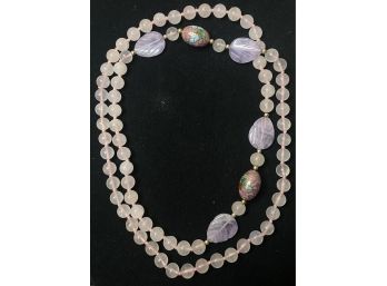 Purple Bead Necklace With Cloisonn Accents