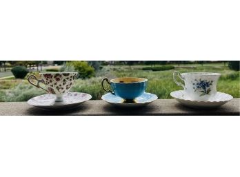 3 Pc. Tea Cup & Saucer Lot Including Aynsley And Royal Albert