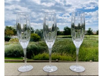 3 Crystal Champagne Flutes