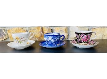 3 Teacups & Saucers Including Regency And Royal Albert
