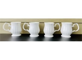 4 White Gibson Mugs With Fancy Handles