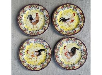 4 Petite Provence Rooster Plates