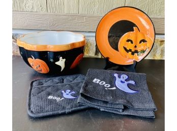 2 Pc. Ceramic Halloween Bowl & Plate
