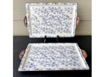2 Temp-tations Rectangular Platters- Floral Lace Pattern