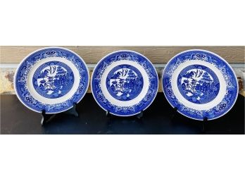 3 Royal Ironstone Willow Ware Blue/white Plates