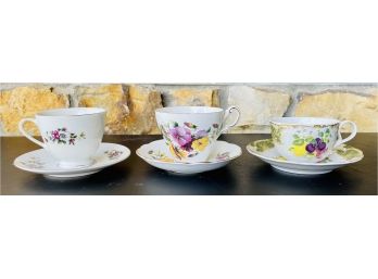 3 Teacups & Saucers Including Regency