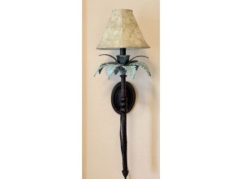 Palm Tree Wall Sconce With Faux Leather Shade