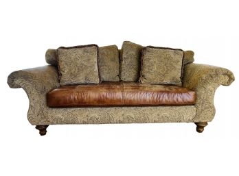 Brocade Sofa With Leather Single Cushion By Vanguard Furniture