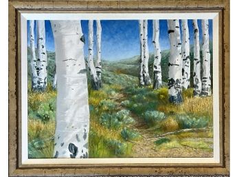 Original Signed Hillside Painting In Wood Frame
