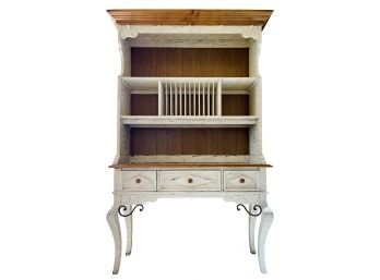 Broyhill 2Pc. Hutch On Open Base- Pine Distressed Crackle White Paint
