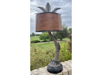 Palm Tree Table Lamp With Monkey Climbing Trunk
