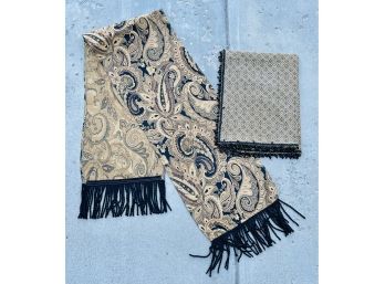 2 Brocade Black Trimmed Table Runners