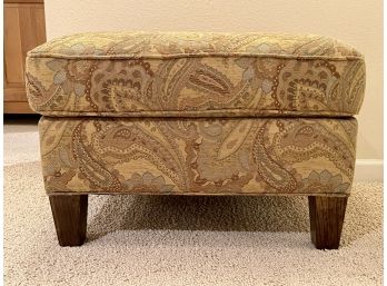 Upholstered Ottoman With Earth Tone Paisley Print