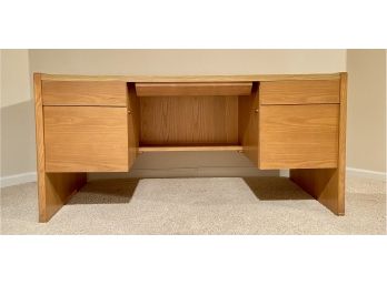 Large Oak Desk With 2 File Drawers
