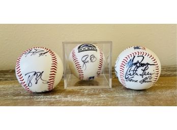 3 Signed Colorado Rockies Baseballs