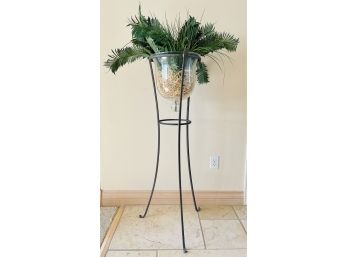 Metal Plant Stand With Glass Pot Greenery