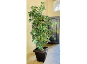 Large 80' Potted Faux Tropical Plant In Square Plastic Planter