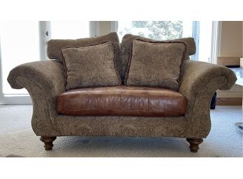 Loveseat With Leather Cushion By Vanguard Furniture