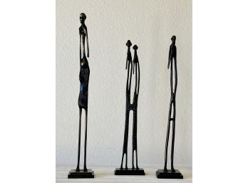3 Metal African Style Figures