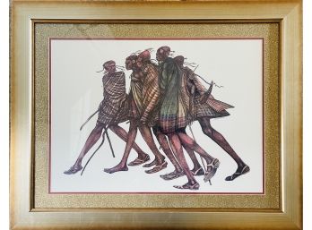 4 African -Masai Men Framed Print