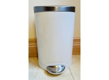 Simple Human Metal Trash Can- White With Stainless Lid