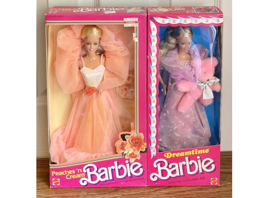 (2) Vintage Barbies: Peaches N' Cream Barbie #7926, Dreamtime Barbie #9180