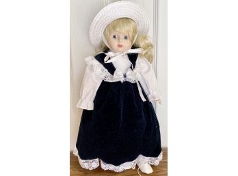 16' Porcelain Doll In Cute Hat