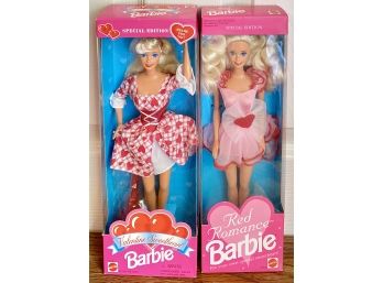 (2) Vintage Barbie Dolls: Valentine Sweetheart #14644 And Red Romance #3161