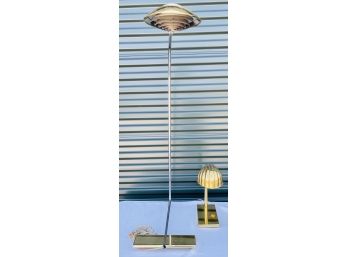 Floor Chrome Lamp & Brass Shell Lamp