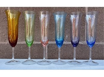 6 Pc. Colored Champagne Flutes