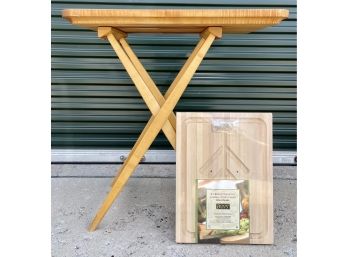 Cutting Board Lot With Large Board On Stand