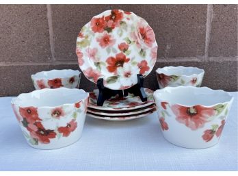 8 Pc. Plate/bowl Lot By 222 Fifth 'alicia Pattern'