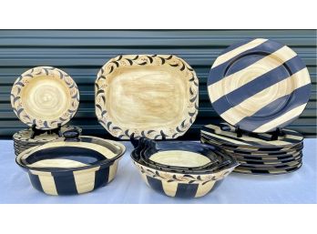 22 Pc. Laurie Gates Black And Gold Dishes