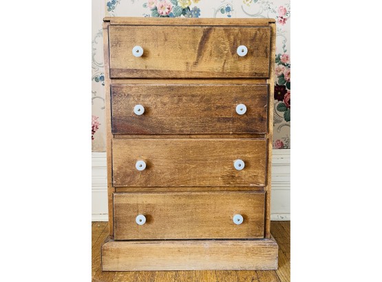 Small 4 Drawer Wood Chest With Porcelain Knobs