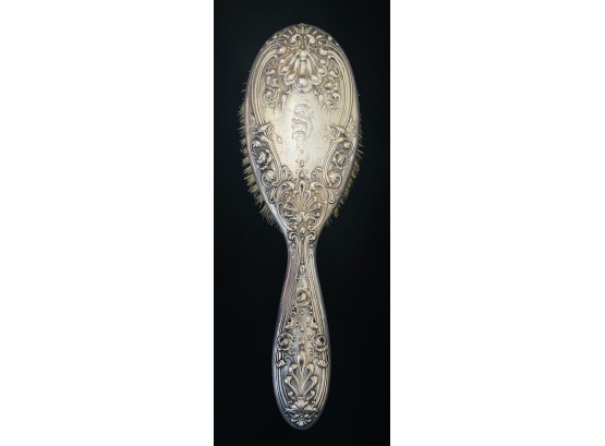 Antique Sterling Silver Handle Brush With Ornate Detailing