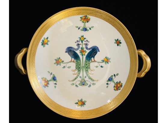 Pickard Footed Plate With Gold Accents- Peacock Design