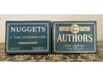 'authors' By Parker Brothers & 'Nuggets' By Milton Bradley Antique Trivia Games Bundle